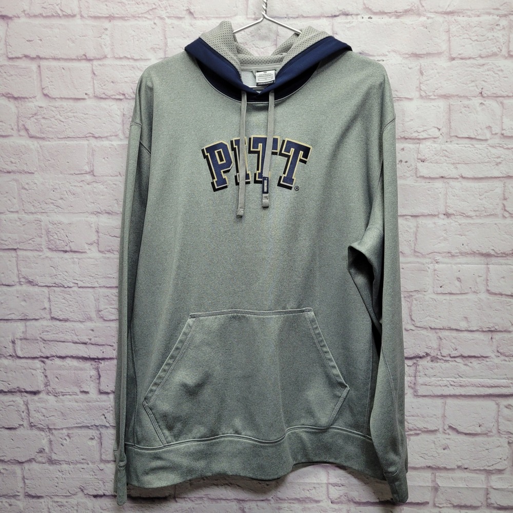 Nike Therma Fit Pitt Panthers Gray Blue Hoodie Size XL Mesh Lined‎ Hood Athletic